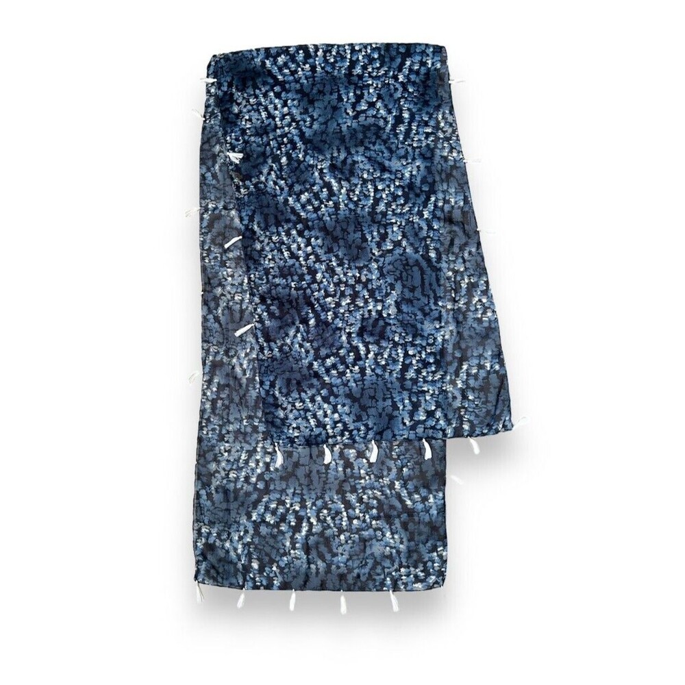 Blue & White Rectangular Scarf 17" x 71" Women Scarve Headscarf